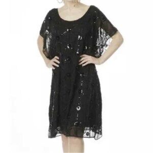 NEW Brian Bailey Black Beaded Sequin Formal Dress- Size Small (bin 2F)